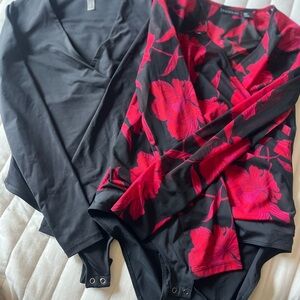 Tahari Red Floral Bodysuit